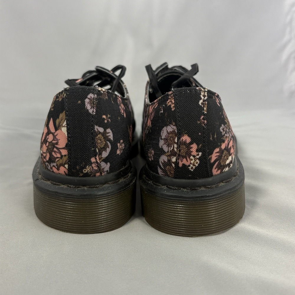 Dr. Martens Lester Canvas Shoes Womens 6 Black Wild Rose Floral Lace Up Oxford - Picture 5 of 10